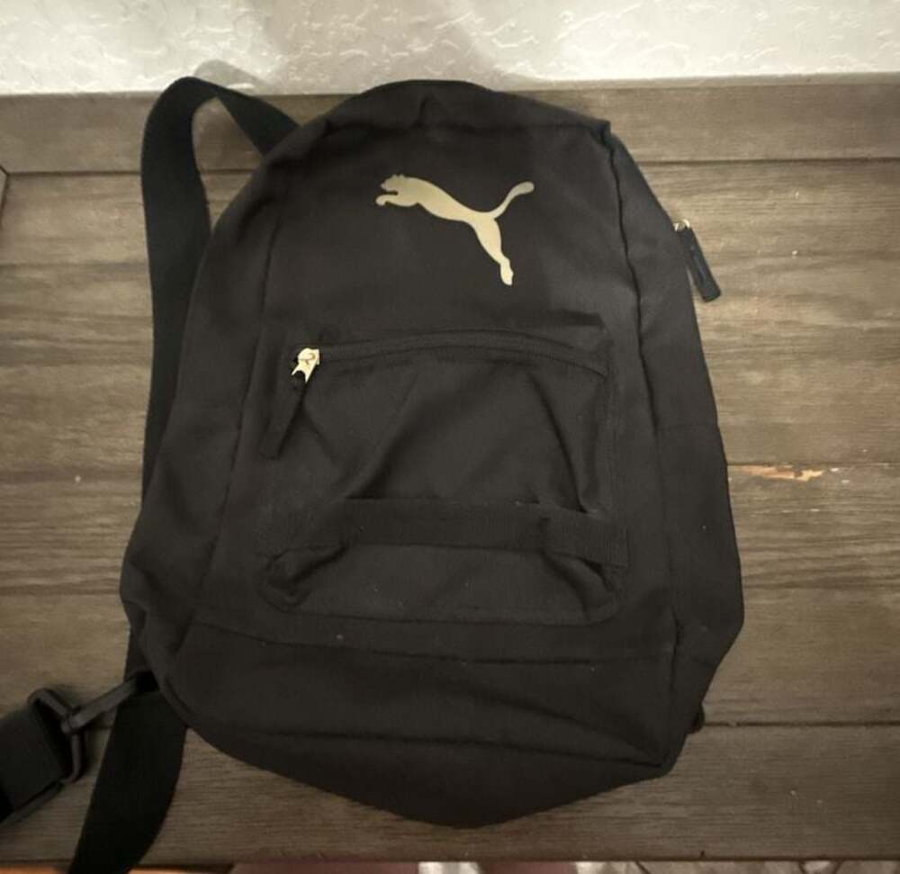 Puma Black Sling Backpack with Gold Logo
